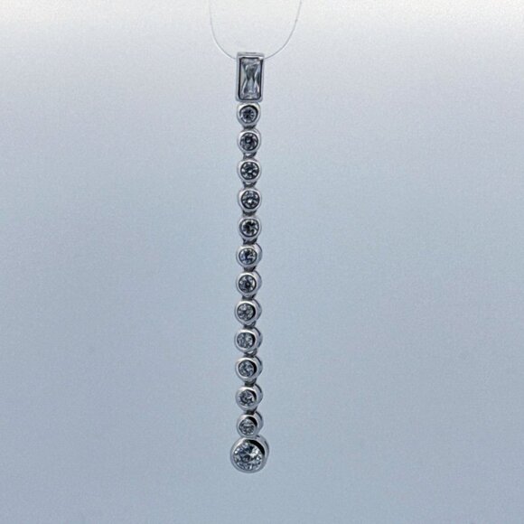Estate Sterling Silver 925 Graduated CZ Drop Pendant 4g Modern Dangle Jewelry - Picture 1 of 8